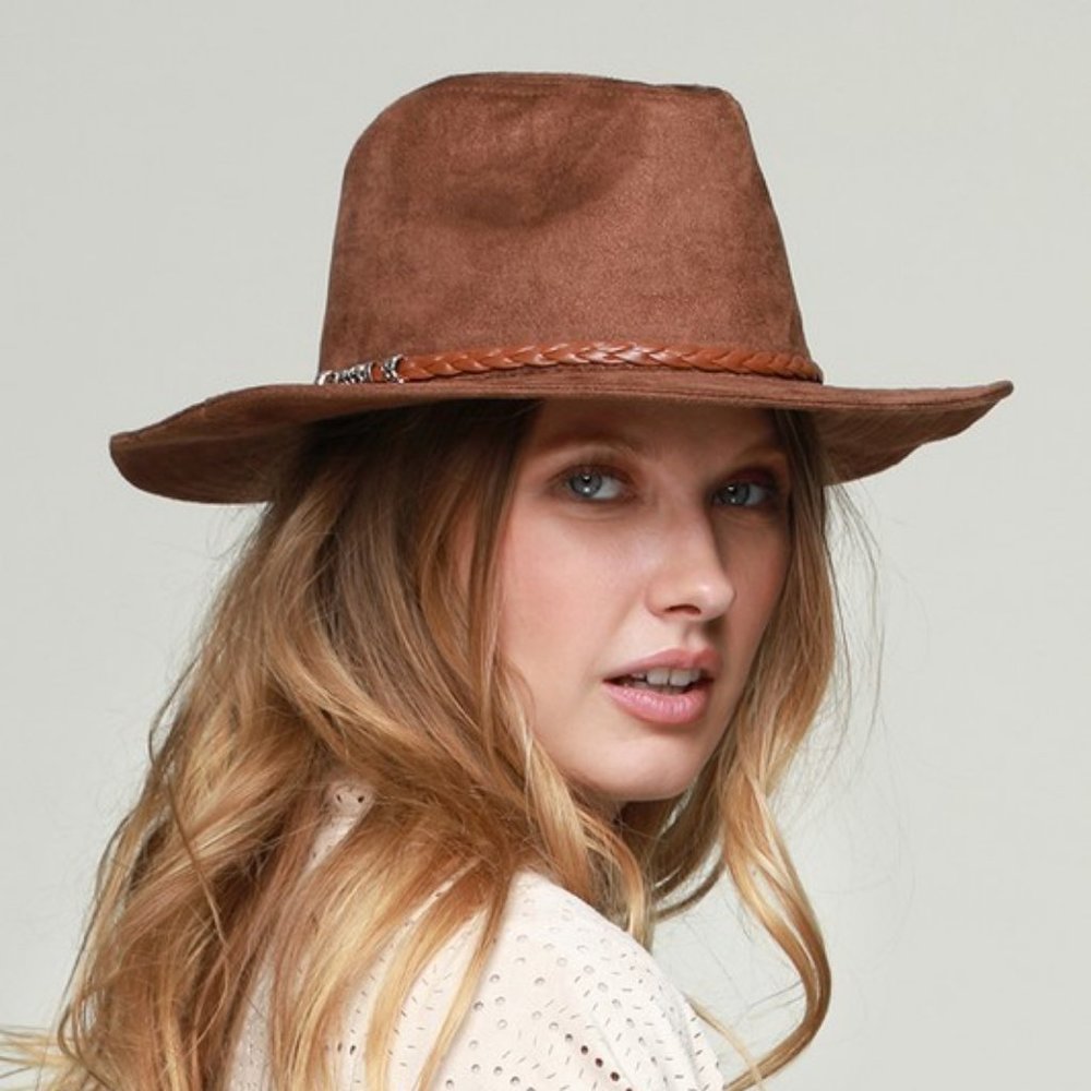 Faux Suede Panama Hat